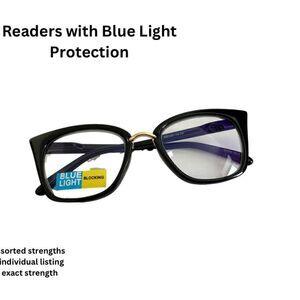 💼 Readers with Blue Light Protect. Black Plastic Frames Contemporary Cat Eye